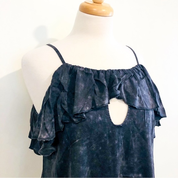 Chaser Ruffle Spaghetti Strap Cami Black Size Medium NWT - Picture 7 of 8